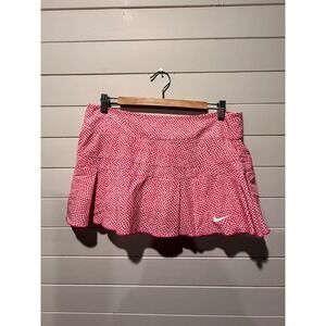 Nike Dri-Fit Women Large Pink White Patterned Tennis Golf Skort 683120-616